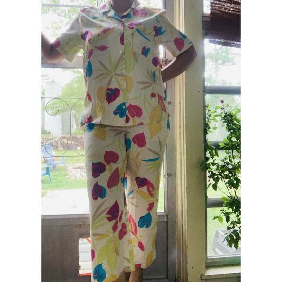 C’est city lifestyle pjamas set tropical hawaian summer beach 12 rayon - Picture 1 of 8